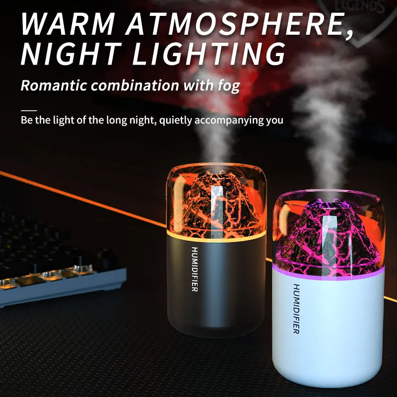 Mini Volcano Humidifier & LED Atmosphere Diffuser